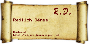 Redlich Dénes névjegykártya